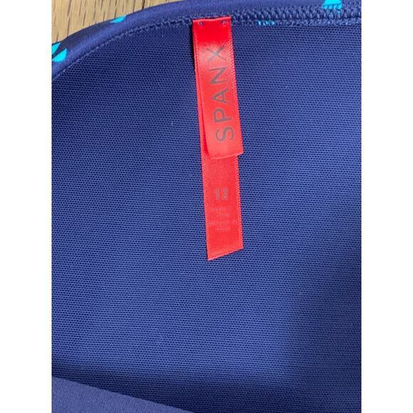 SPANX Navy Splash Polka Dot Skirited Shaping Bikini Bottom - Size 12 - Picture 7 of 10